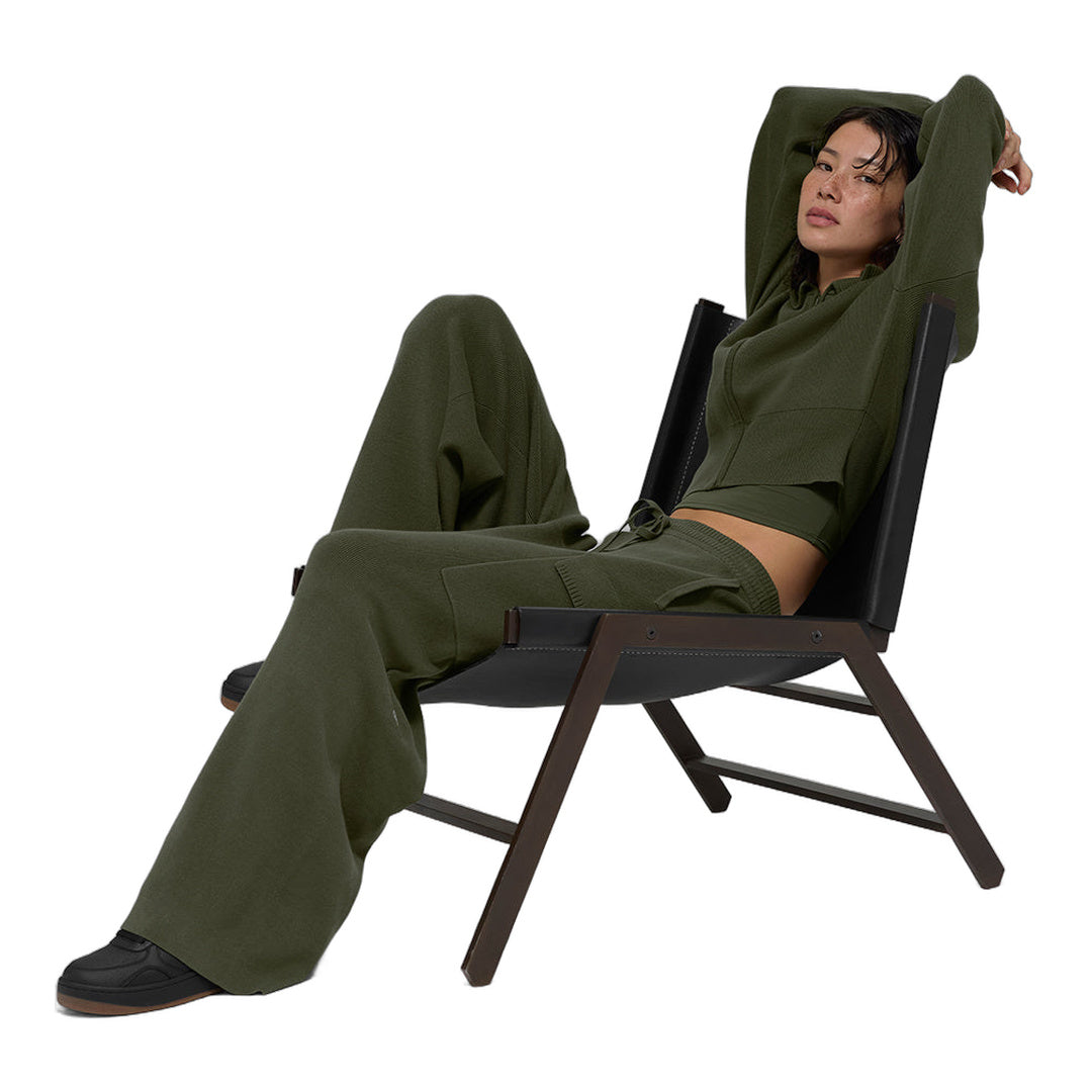 alo Scholar Knit High-Waist Cargo Pant - Green Olive by Alo Yoga