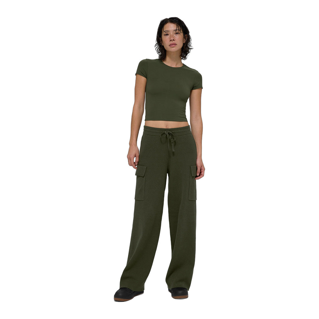 alo Scholar Knit High-Waist Cargo Pant - Green Olive by Alo Yoga
