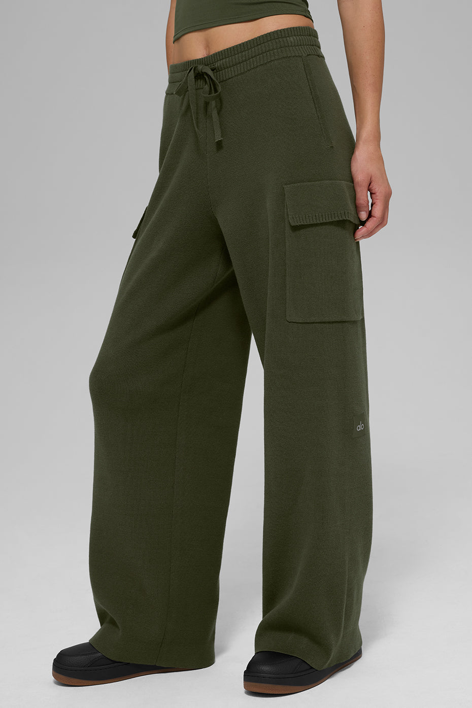 Scholar Knit High-Waist Cargo Pant - Green Olive (W51400R)
