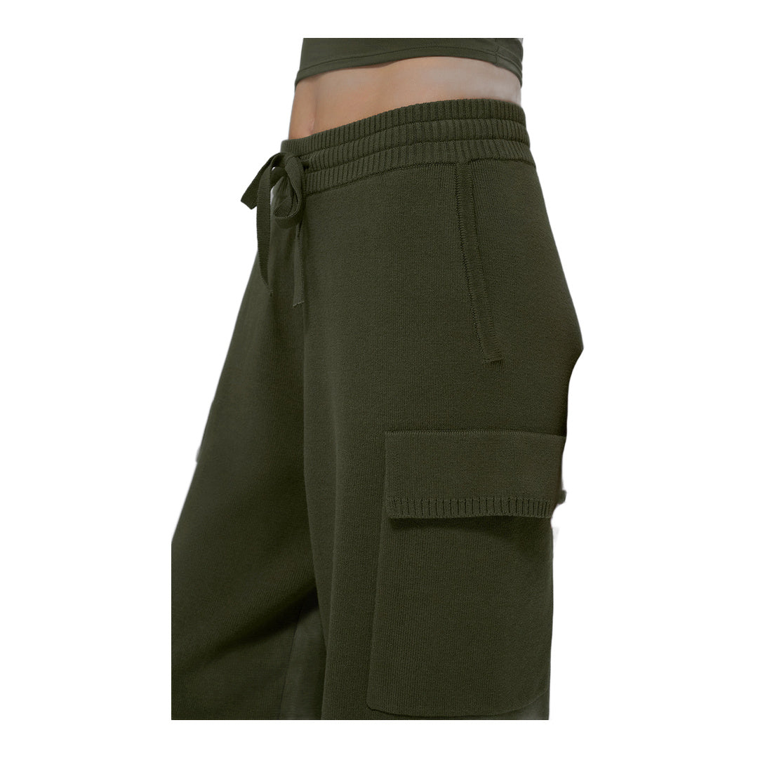 alo Scholar Knit High-Waist Cargo Pant - Green Olive by Alo Yoga