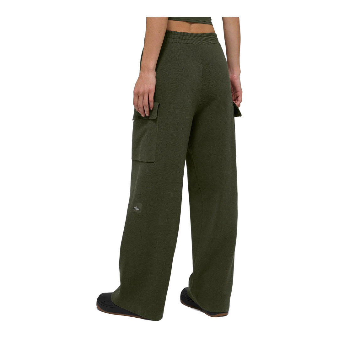 alo Scholar Knit High-Waist Cargo Pant - Green Olive by Alo Yoga