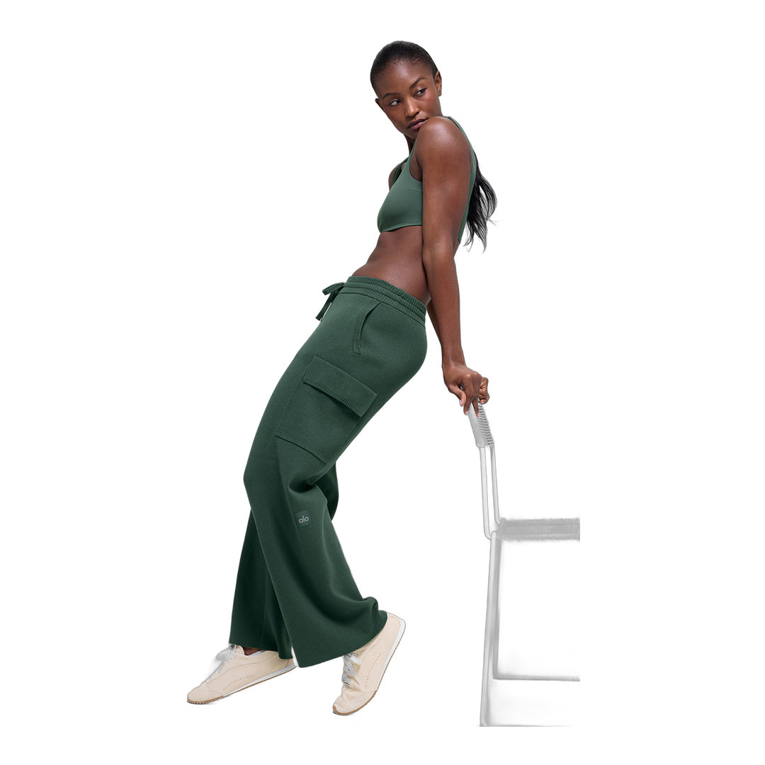 alo Scholar Knit High-Waist Cargo Pant - Clover Green by Alo Yoga
