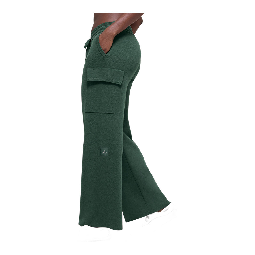 alo Scholar Knit High-Waist Cargo Pant - Clover Green by Alo Yoga