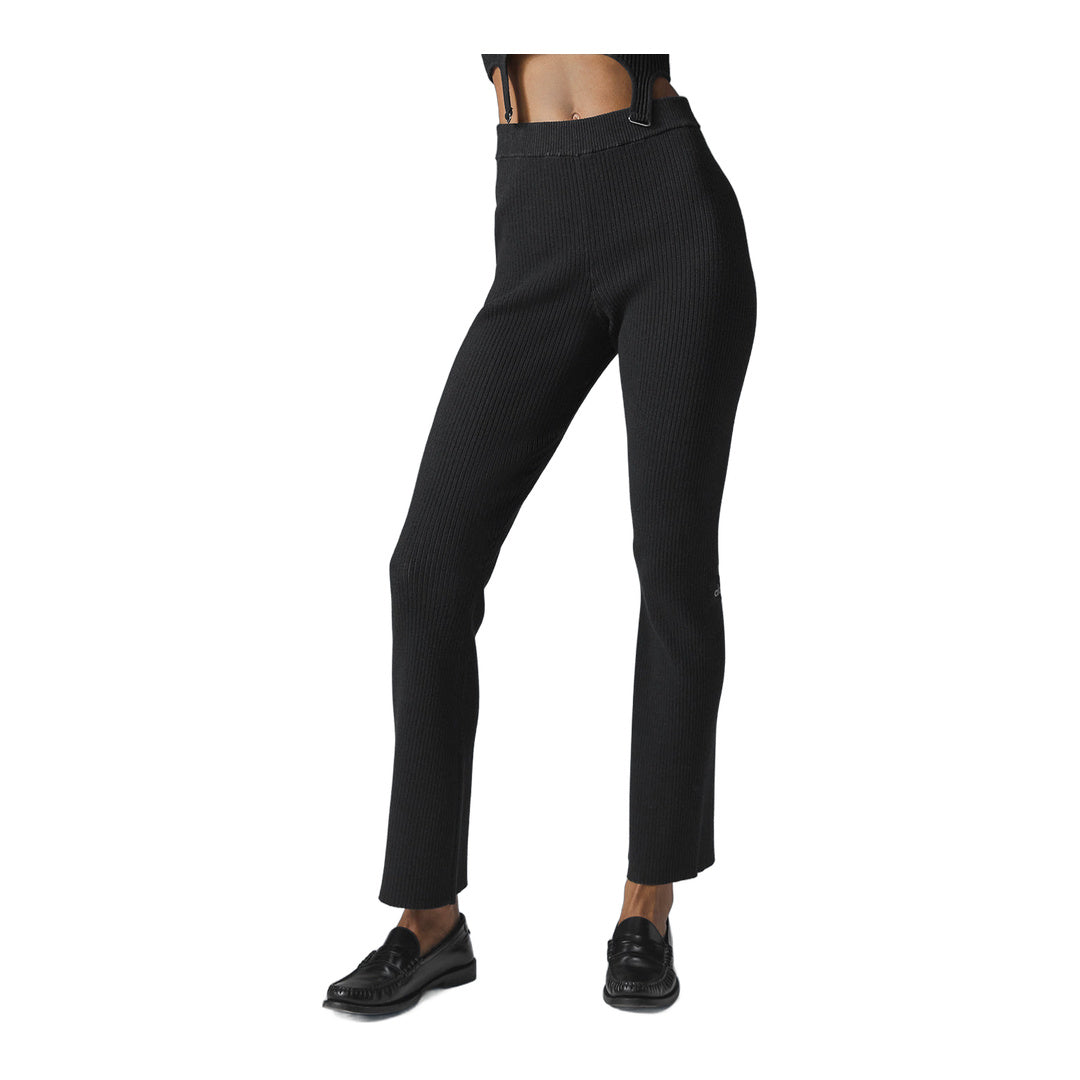 alo Denim Knit High-Waist Flare Pant - Black/Anthracite by Alo Yoga