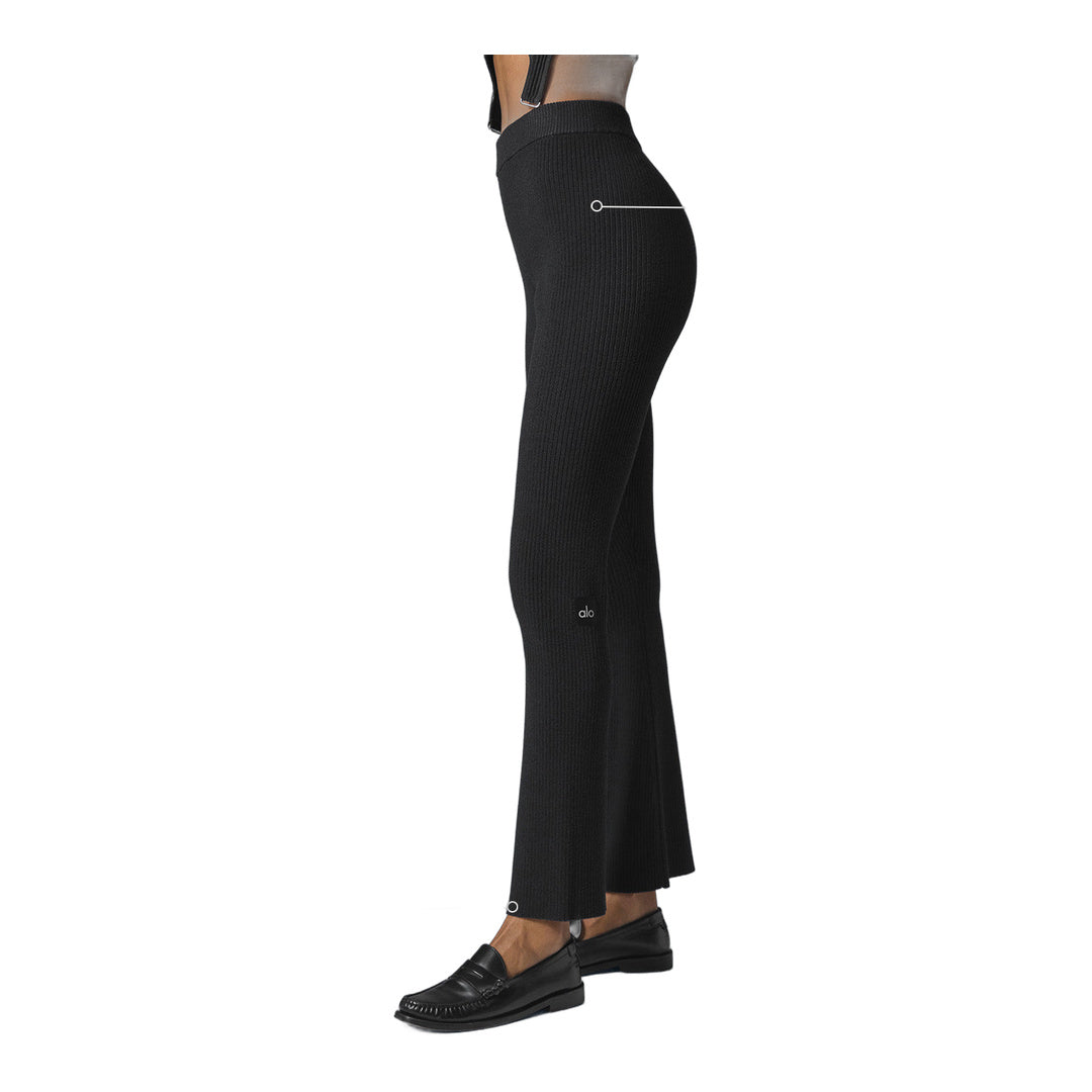 alo Denim Knit High-Waist Flare Pant - Black/Anthracite by Alo Yoga