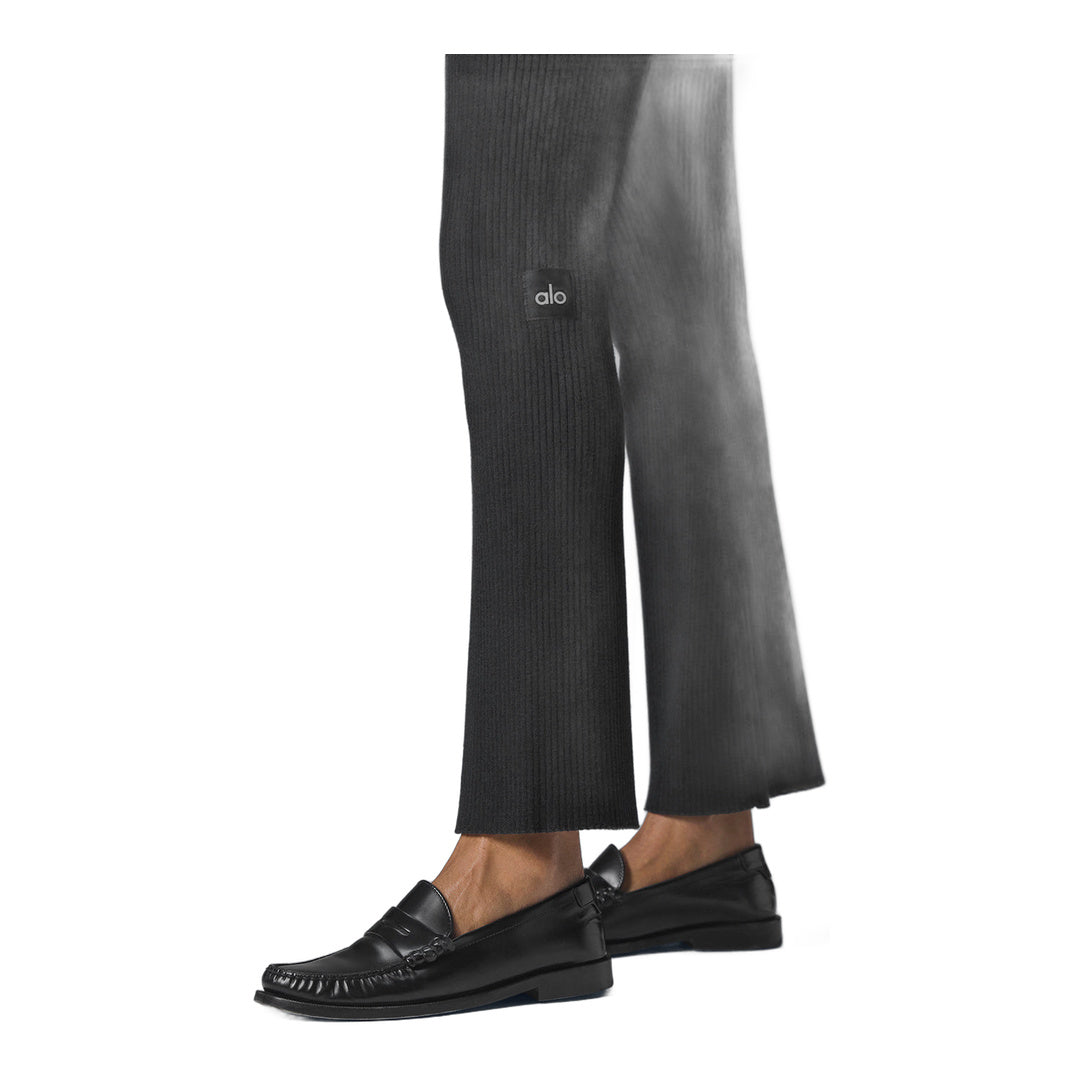 alo Denim Knit High-Waist Flare Pant - Black/Anthracite by Alo Yoga