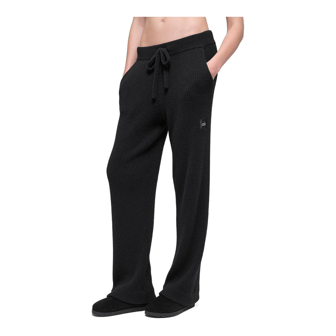 alo Snuggle Up Sweater High-Waist Wide Leg Pant - Black by Alo Yoga