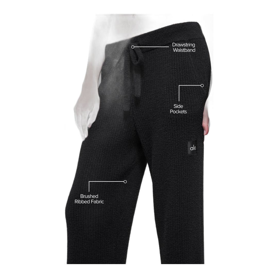 alo Snuggle Up Sweater High-Waist Wide Leg Pant - Black by Alo Yoga