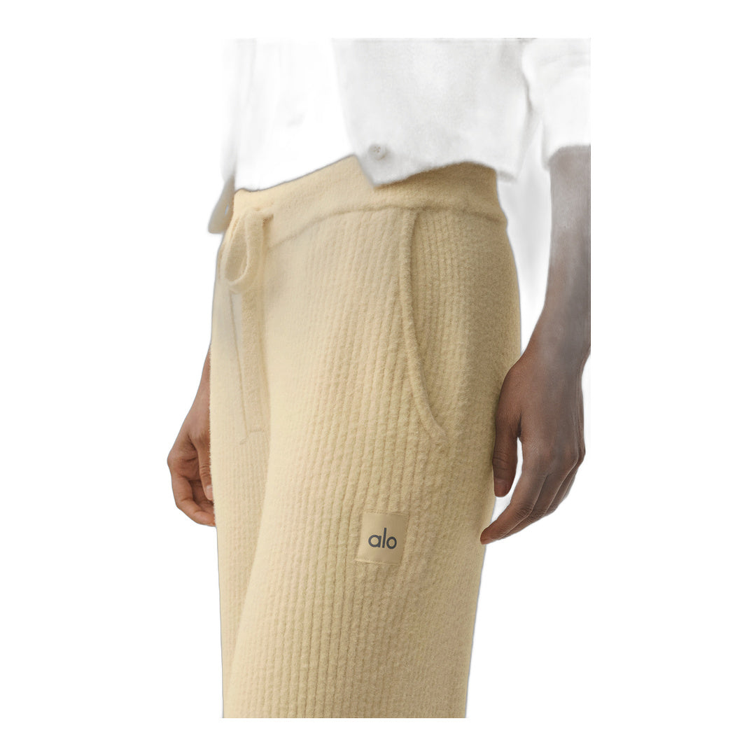 alo Snuggle Up Sweater High-Waist Wide Leg Pant - Candlelight Yellow by Alo Yoga