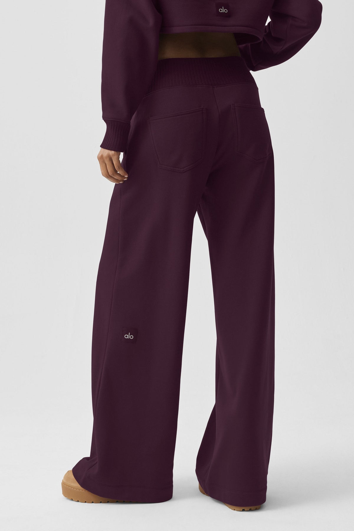 Alo Yoga Serenity Wide Leg Sweatpant in Rich Bordeaux, product image 3 of 5