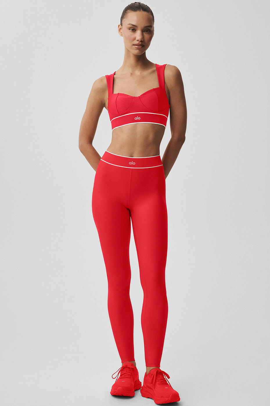 Airlift High-Waist Alignment Legging - Bright Red/White (W54180R)
