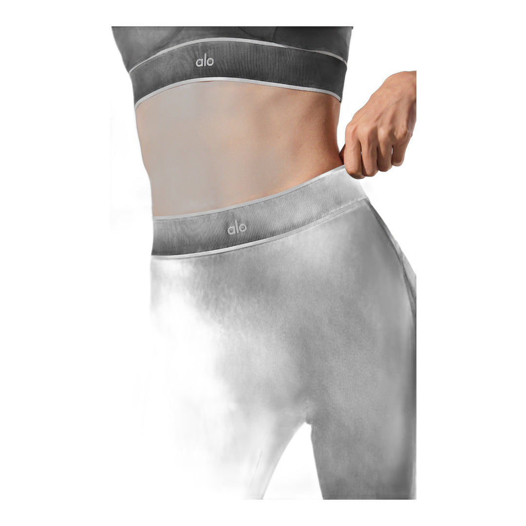 alo Airlift Mesh High-Waist Darling Stirrup Legging - Black by Alo Yoga