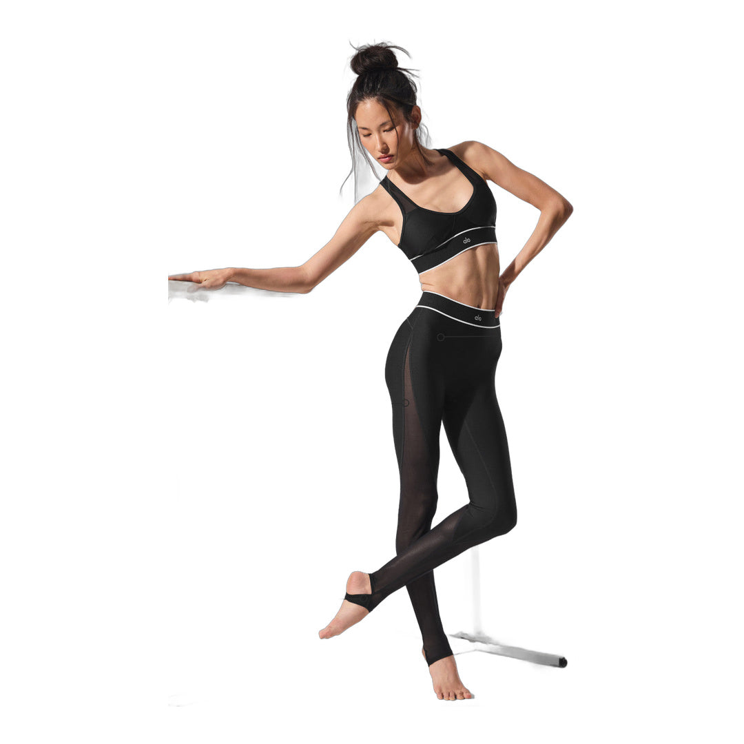 alo Airlift Mesh High-Waist Darling Stirrup Legging - Black by Alo Yoga