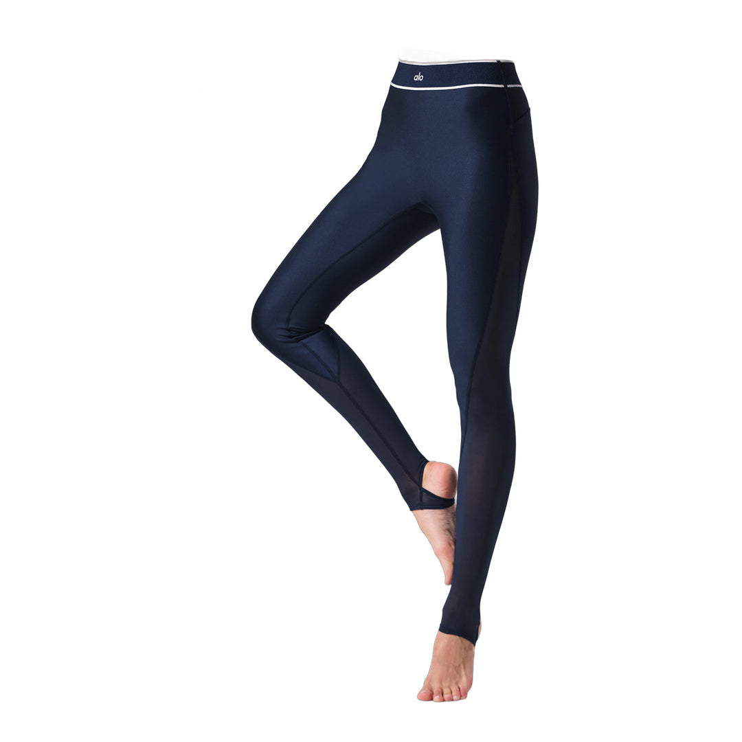 alo Airlift Mesh High-Waist Darling Stirrup Legging - Navy by Alo Yoga