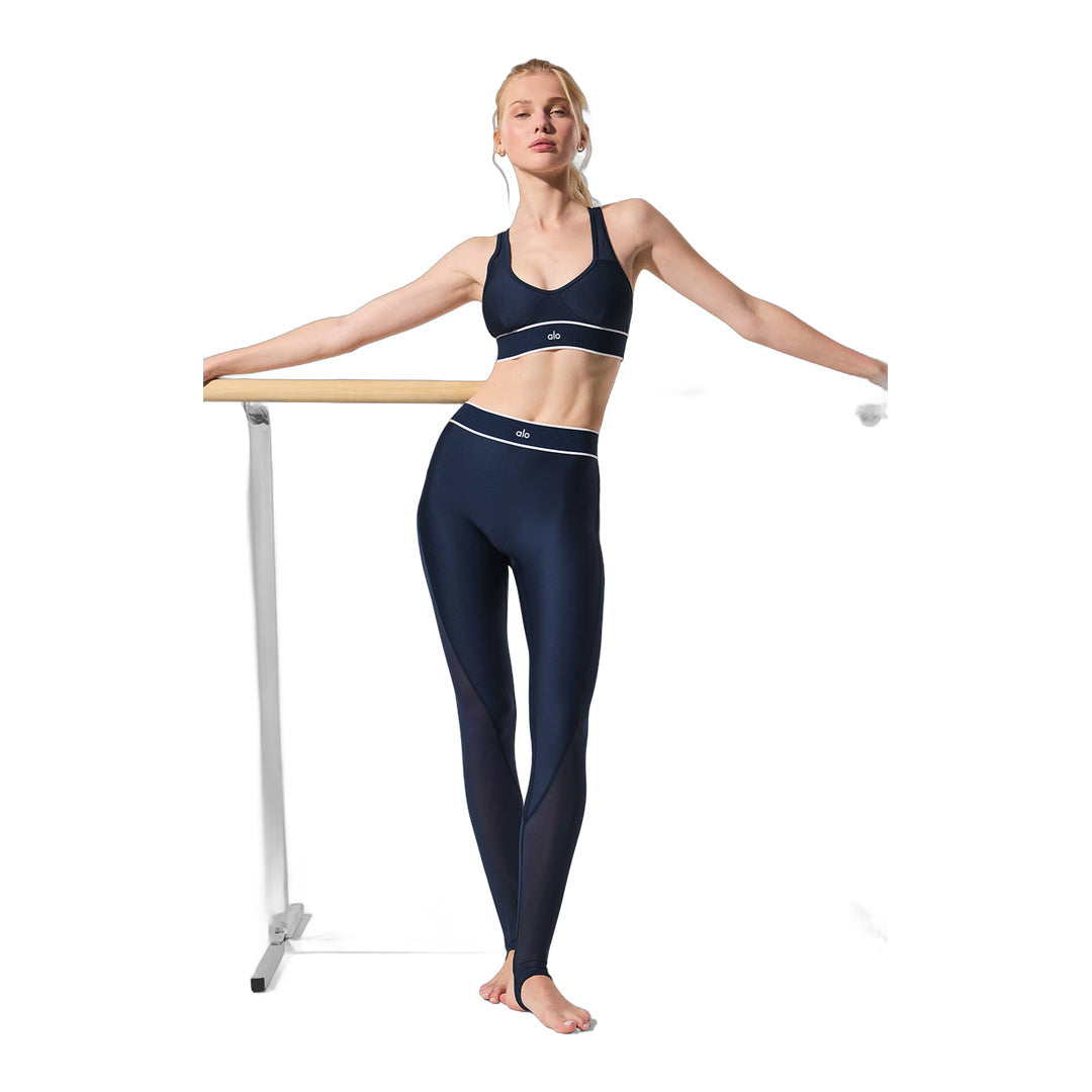 alo Airlift Mesh High-Waist Darling Stirrup Legging - Navy by Alo Yoga