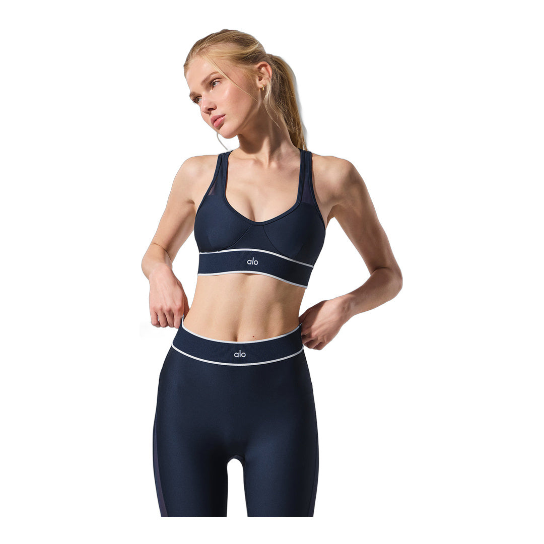 alo Airlift Mesh High-Waist Darling Stirrup Legging - Navy by Alo Yoga