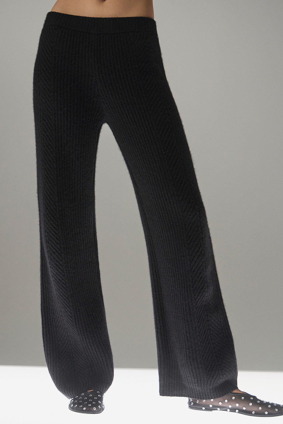 Winter Magic Cashmere Wide Leg Pant - Black (W54200P)