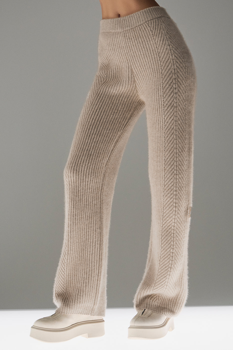 Winter Magic Cashmere Wide Leg Pant - Flax Heather (W54200P)