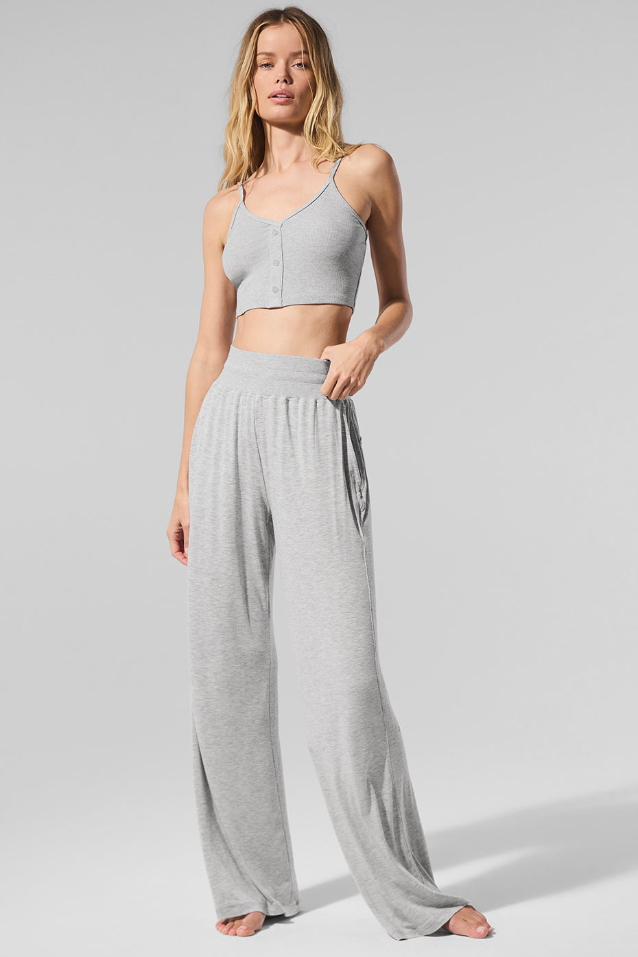 Semi-Sheer Delicate Lounge Flare Pant - Athletic Heather Grey (W54211R)