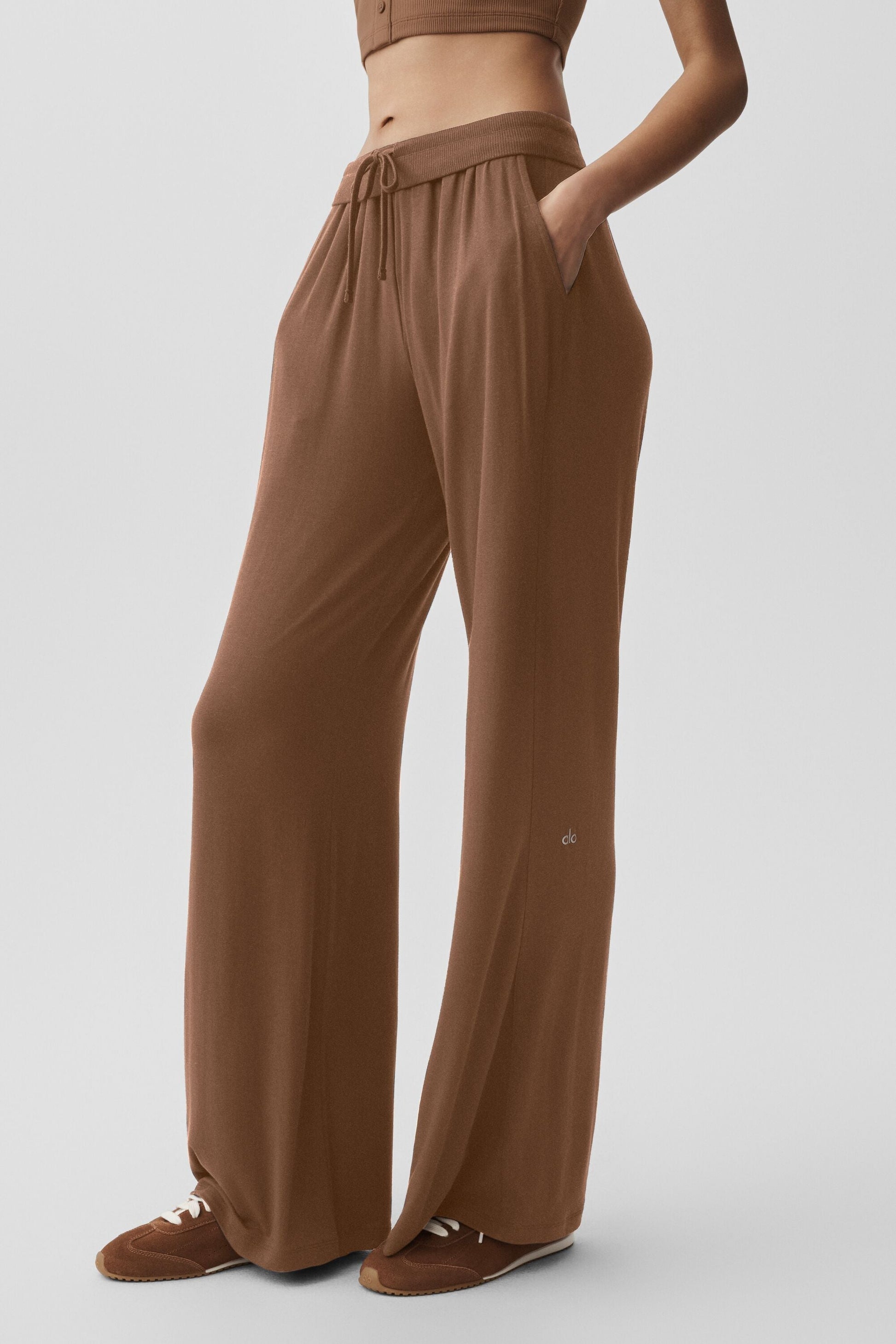 Semi-Sheer Delicate Lounge Flare Pant - Sun Kissed Brown (W54211R)