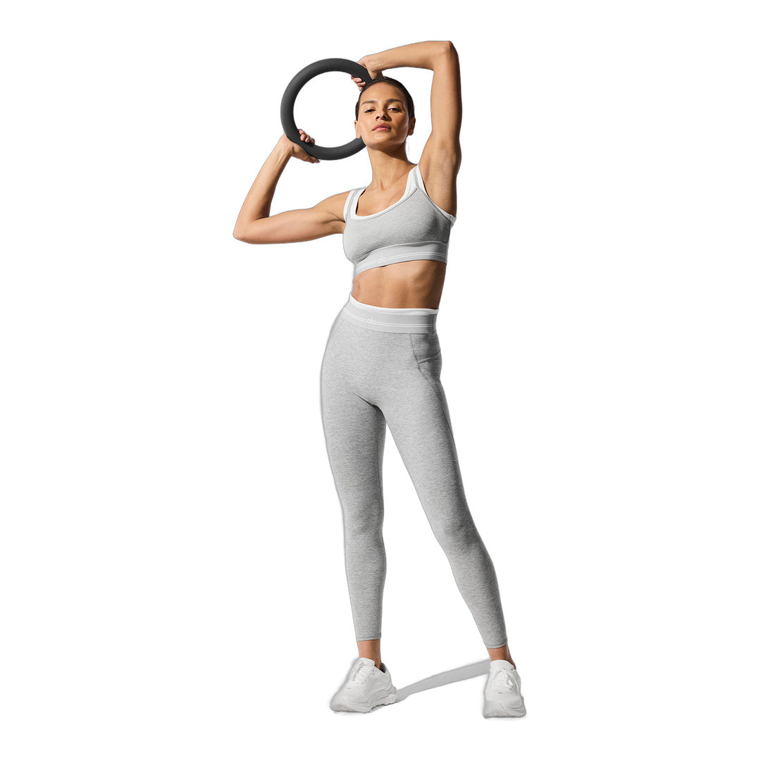 alo Alosoft High-Waist 7/8 Better Together Legging - Athletic Heather Grey/White by Alo Yoga