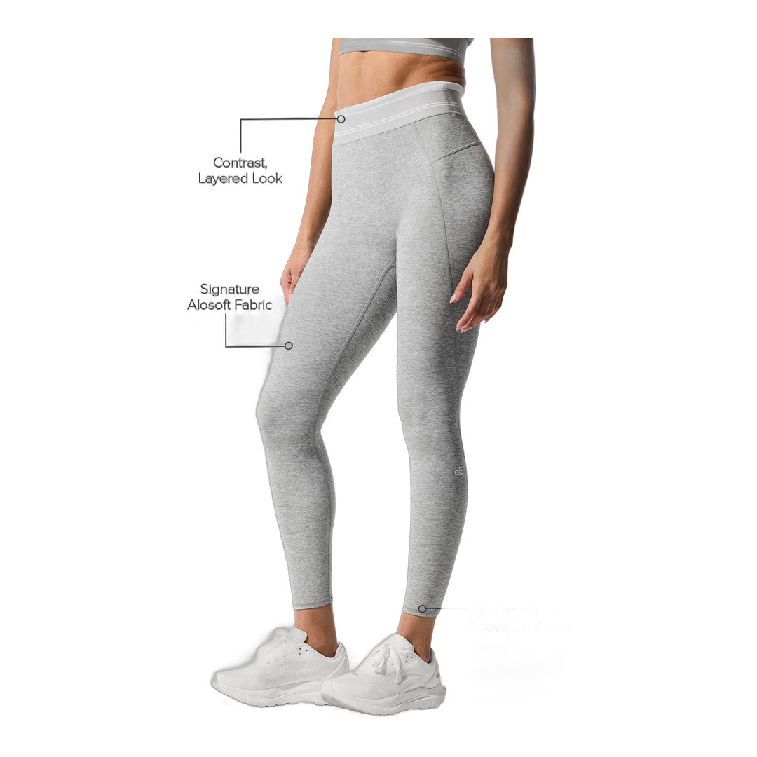 alo Alosoft High-Waist 7/8 Better Together Legging - Athletic Heather Grey/White by Alo Yoga