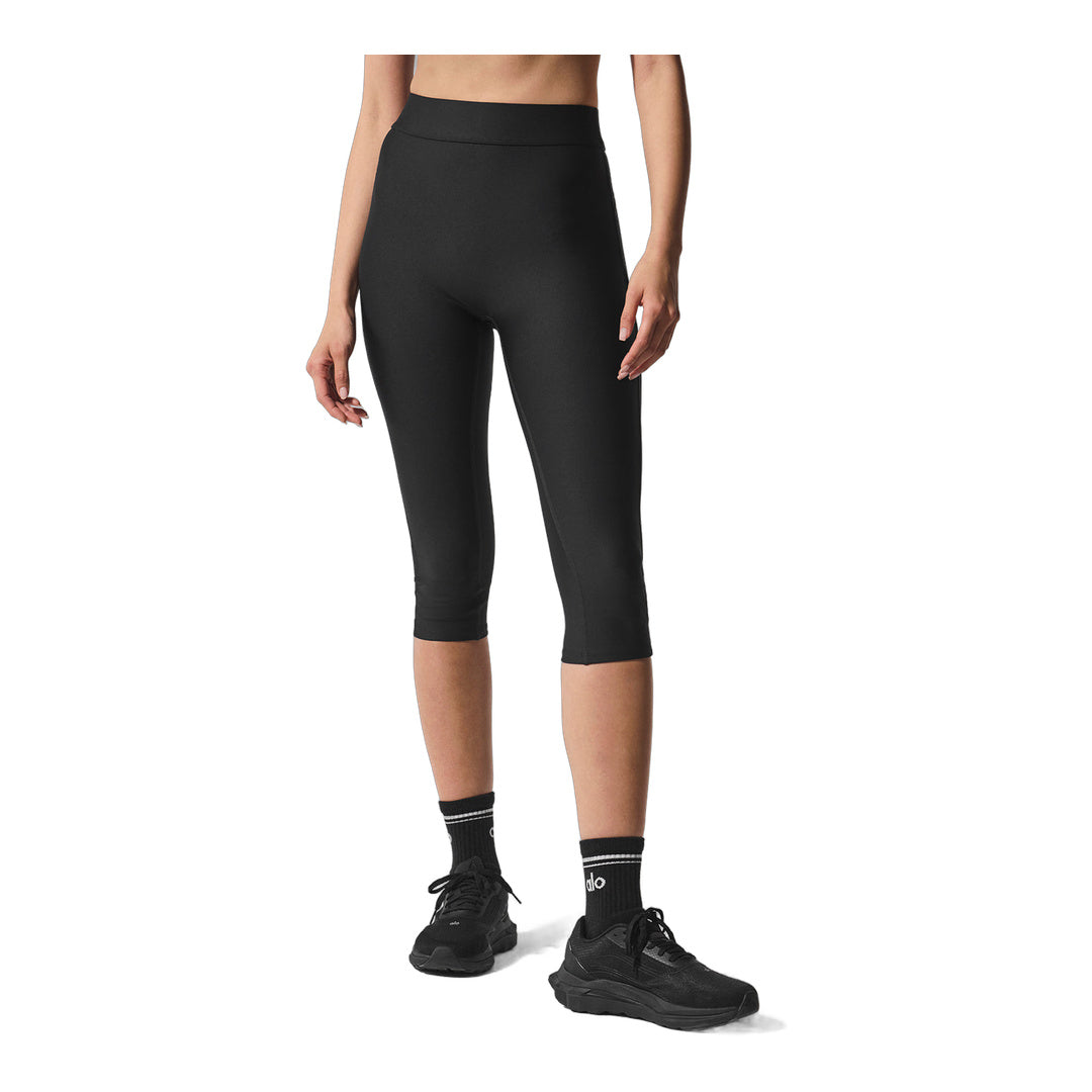 alo Airlift Mesh High-Waist Just Right Capri - Black by Alo Yoga