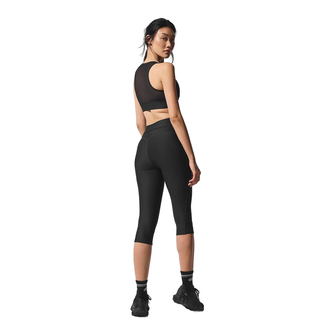 alo Airlift Mesh High-Waist Just Right Capri - Black by Alo Yoga