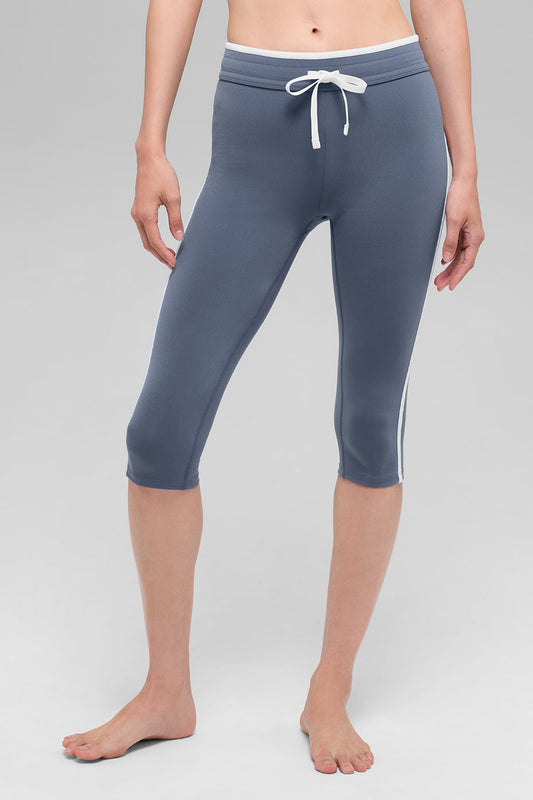 Airbrush High-Waist Race Pace Capri - Bluestone/White (W54235R)