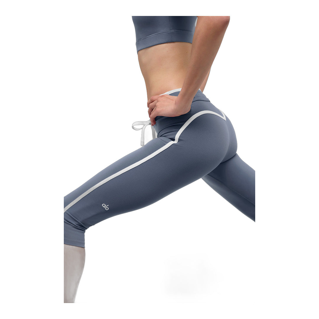 alo Airbrush High-Waist Race Pace Capri - Bluestone/White by Alo Yoga