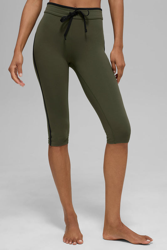 Airbrush High-Waist Race Pace Capri - Green Olive/Black (W54235R)