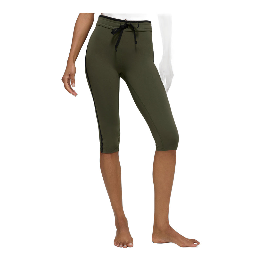 alo Airbrush High-Waist Race Pace Capri - Green Olive/Black by Alo Yoga