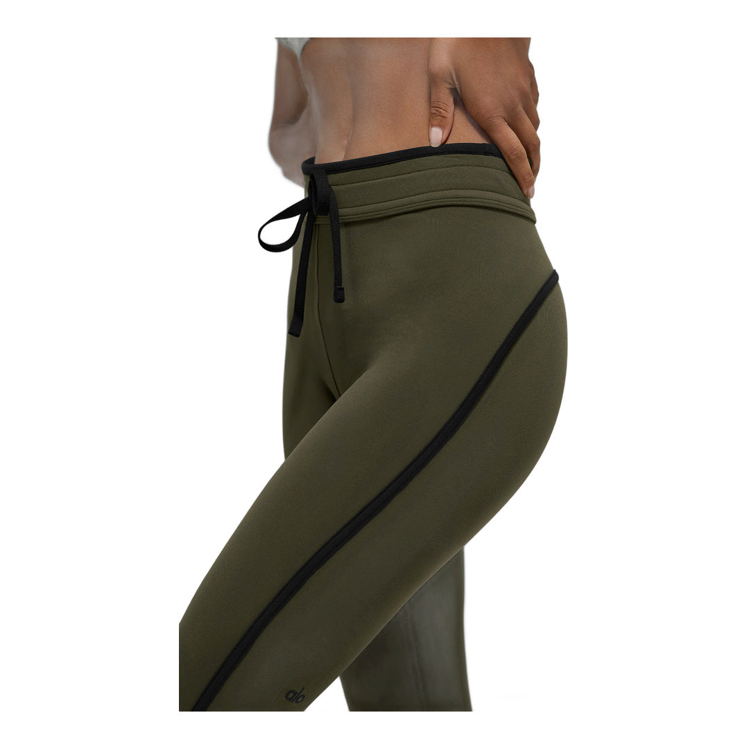 alo Airbrush High-Waist Race Pace Capri - Green Olive/Black by Alo Yoga