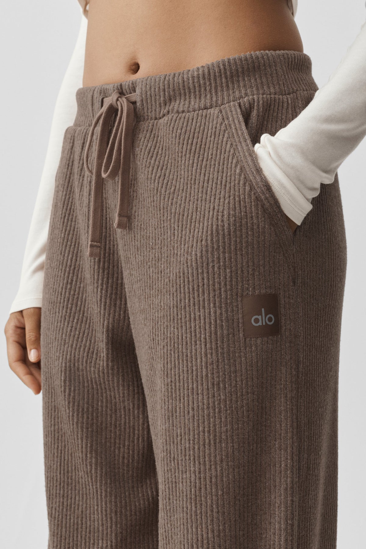 Alo Yoga Muse Wide Leg Pant in Java Brown Heather, product image 3 of 5