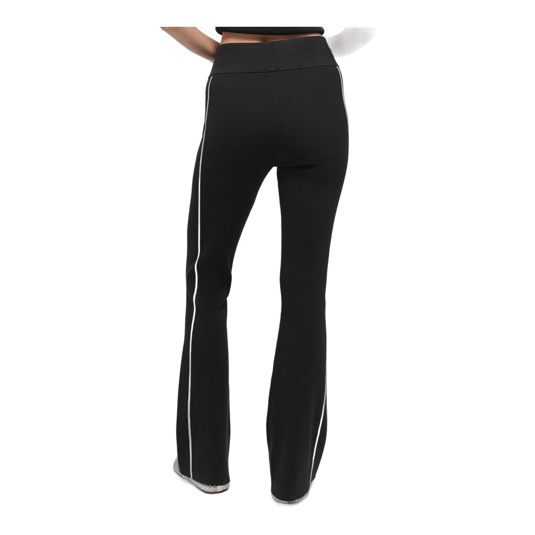 alo Ribbed Sweater Knit Highline Flare Pant - Black/White by Alo Yoga