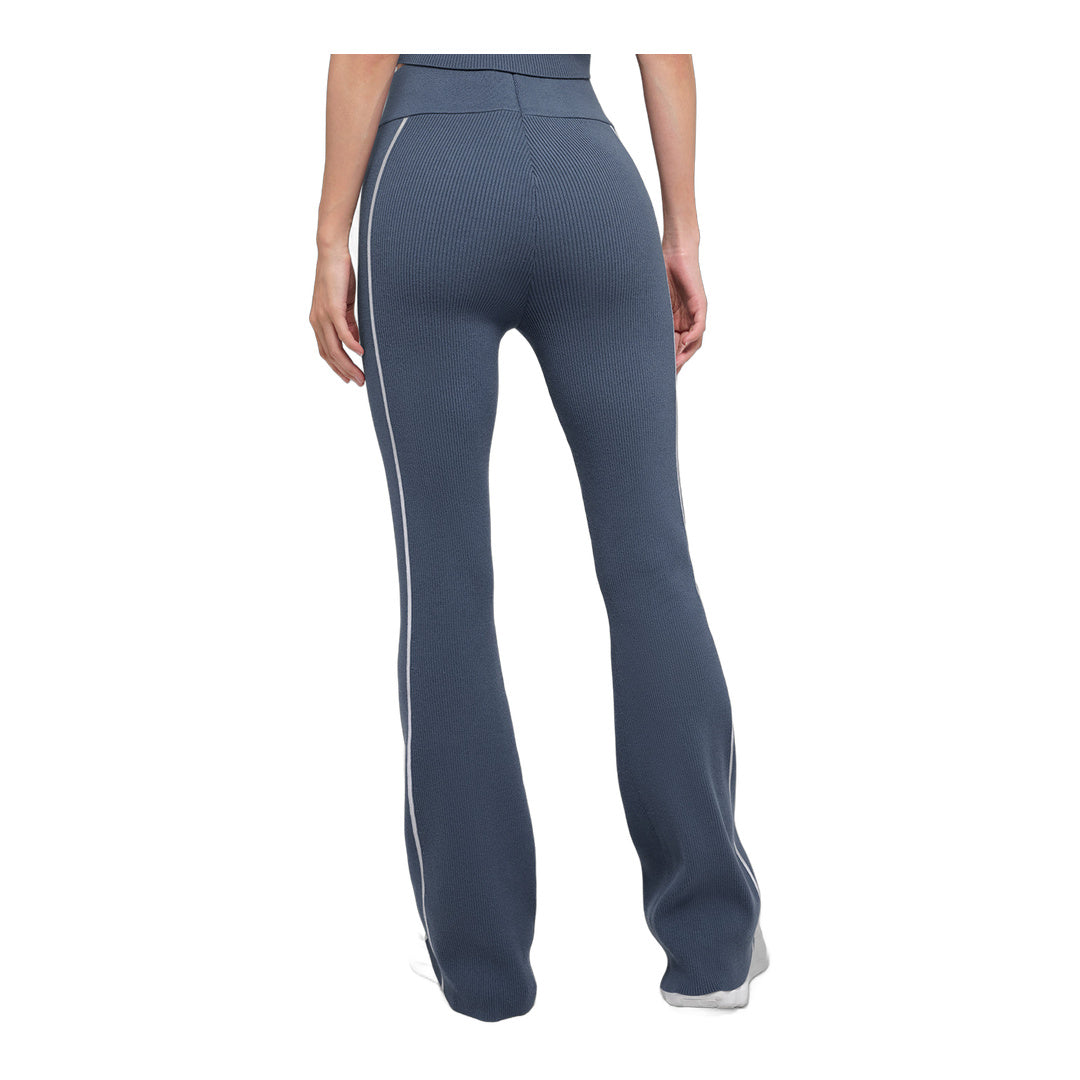 alo Ribbed Sweater Knit Highline Flare Pant - Bluestone/White by Alo Yoga