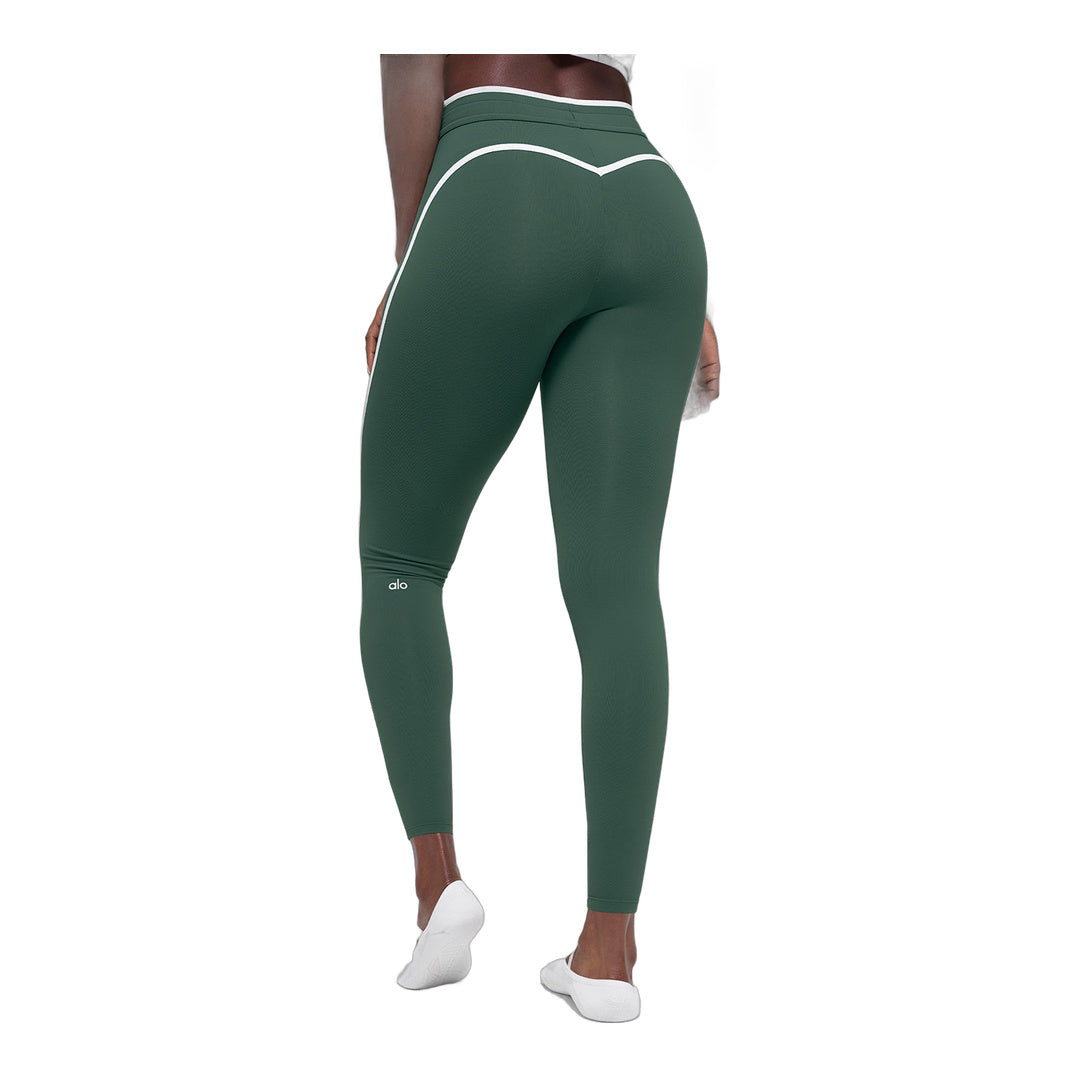 alo Airbrush High-Waist Race Pace 7/8 Legging - Clover Green/White by Alo Yoga