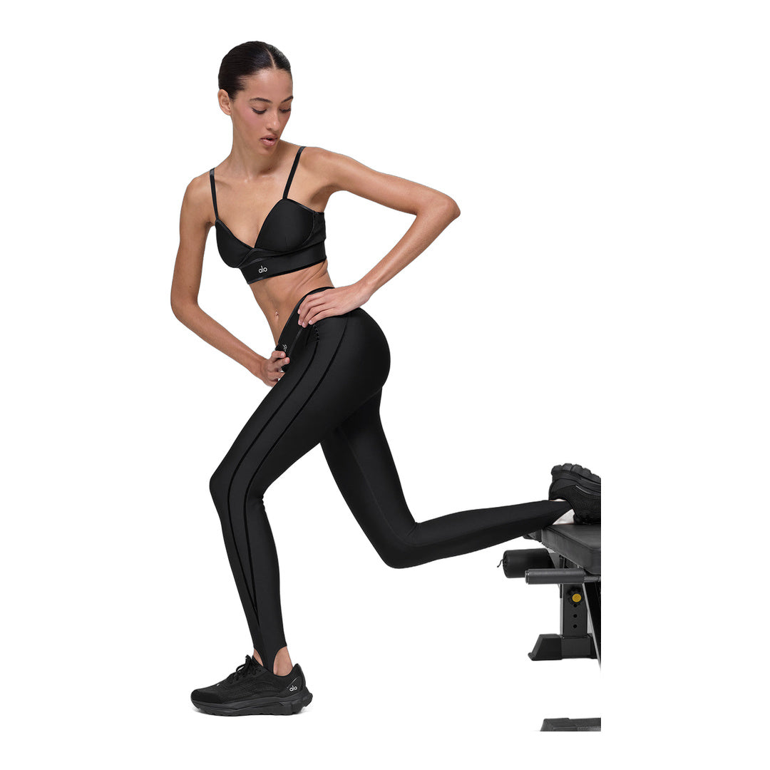 alo Airlift High-Waist Love Language Stirrup Legging - Black by Alo Yoga