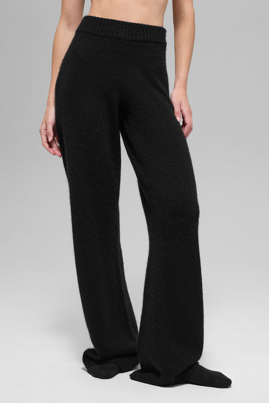 Wool Cashmere High-Waist New Class Wide Leg Pant - Black (W54278R)