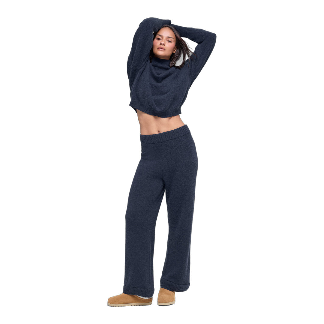 alo Wool Cashmere High-Waist New Class Wide Leg Pant - Navy by Alo Yoga