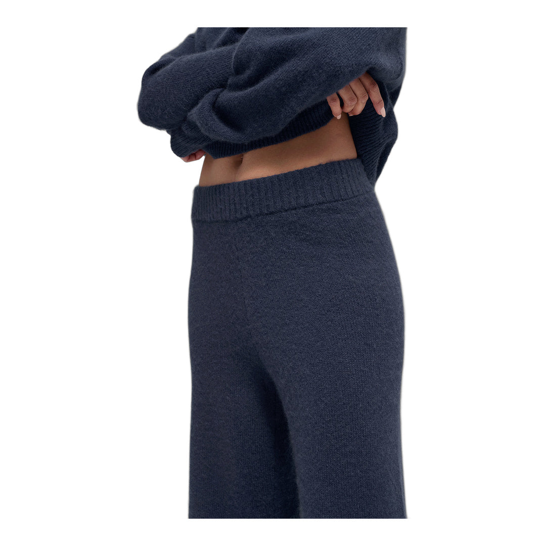 alo Wool Cashmere High-Waist New Class Wide Leg Pant - Navy by Alo Yoga