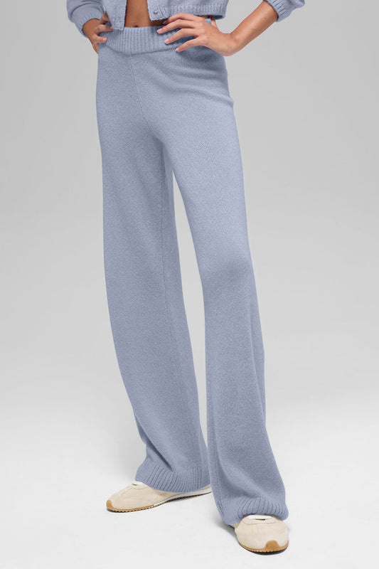 Wool Cashmere High-Waist New Class Wide Leg Pant - Winter Frost (W54278R)