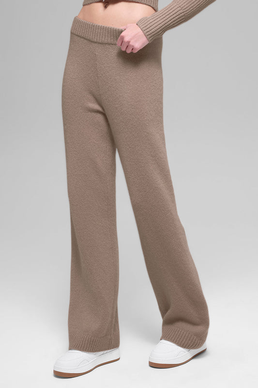 Wool Cashmere High-Waist New Class Wide Leg Pant - Chai Latte (W54278R)