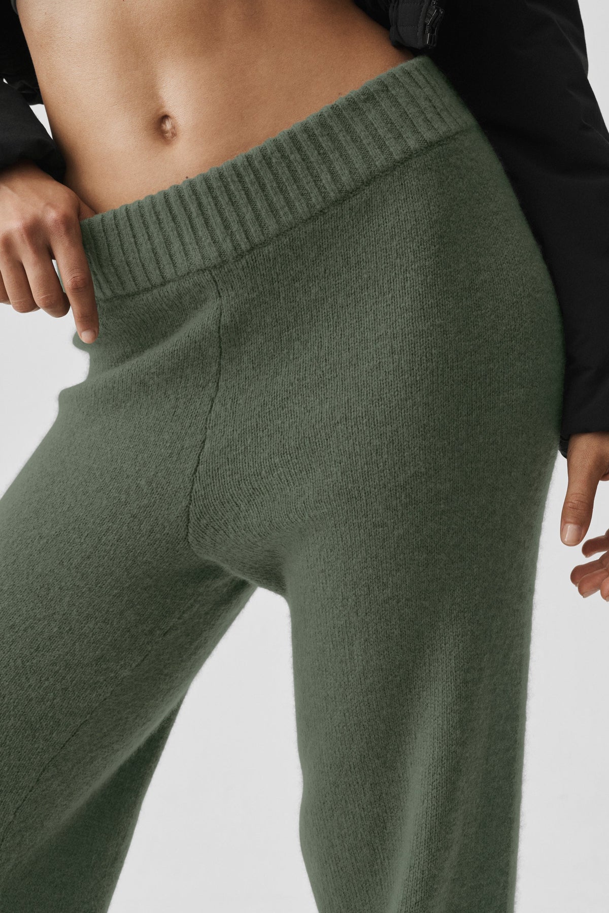 Alo Yoga Wool Cashmere High-Waist New Class Wide Leg Pant in Bamboo Green, product image 4 of 4