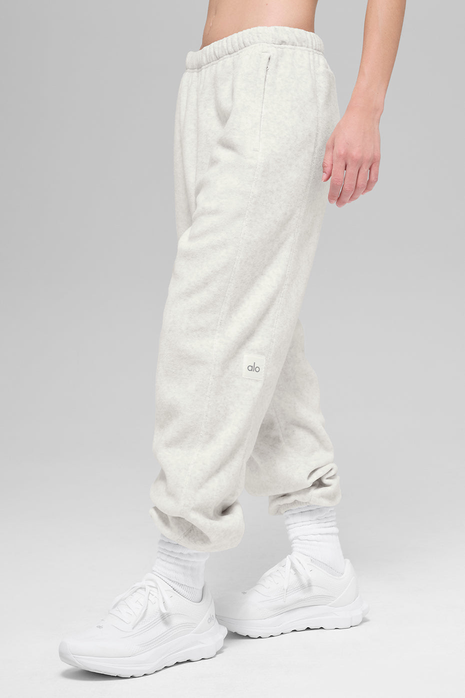 Polar Fleece High-Waist Retreat Jogger - White Heather Grey (W54279R)