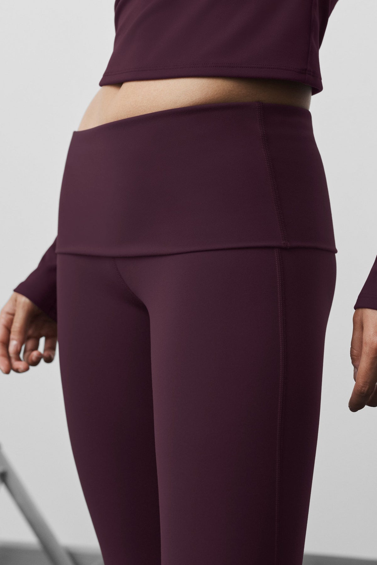 Alo Yoga Softsculpt Foldover Flare Legging (Regular) in Rich Bordeaux, product image 2 of 6
