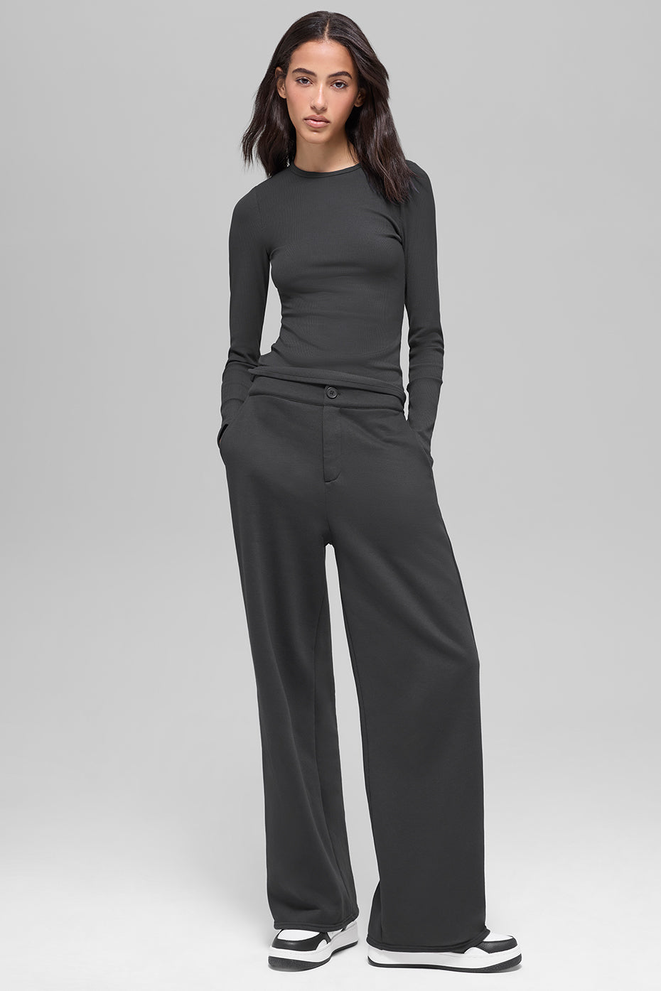 High-Waist Sweatpant Trouser - Anthracite (W54327R)