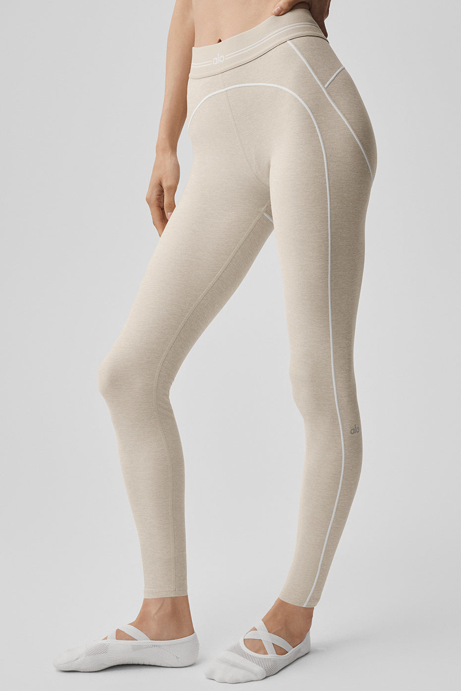 7/8 High-Waist Alosoft Heart Throb Legging - Oatmeal Heather/White (W54342R)