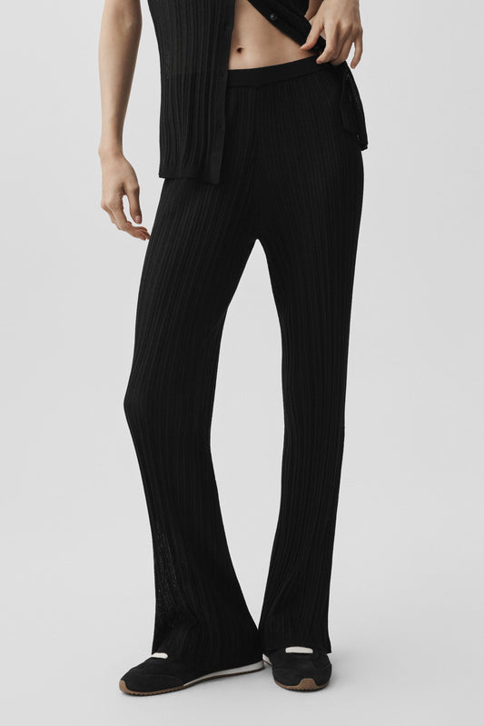 Sweater High-Waist Sunlit Straight Leg Pant - Black (W54370R)