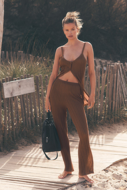 Sweater High-Waist Sunlit Straight Leg Pant - Sun Kissed Brown (W54370R)
